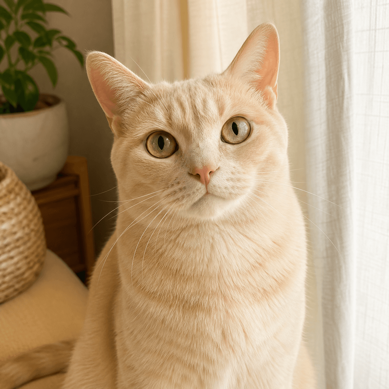 クリーム色の猫のカード例